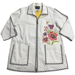 NWT VTG Bob Mackie Wearable Art Embroidered Jacket Floral Womens Sz Medium White